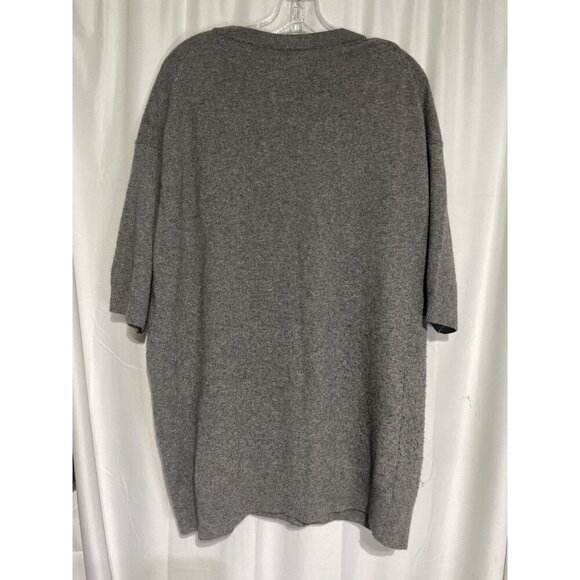Mango Gray Oversized Wool/Blend Short Sleeve Sweater Tunic for Women - Picture 3 of 4